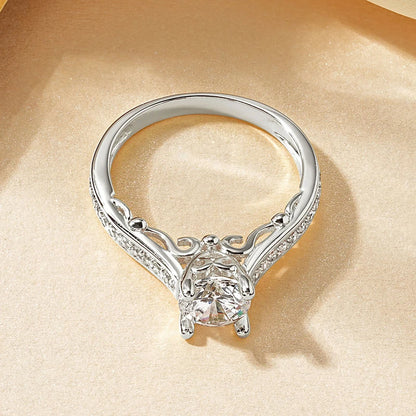 Rrjzz Round Cut Main Stone 1CT CZ Simulated Diamond Rings Classic 14k Gold Plated Engagement Ring For Women Fine Jewelry Gifts